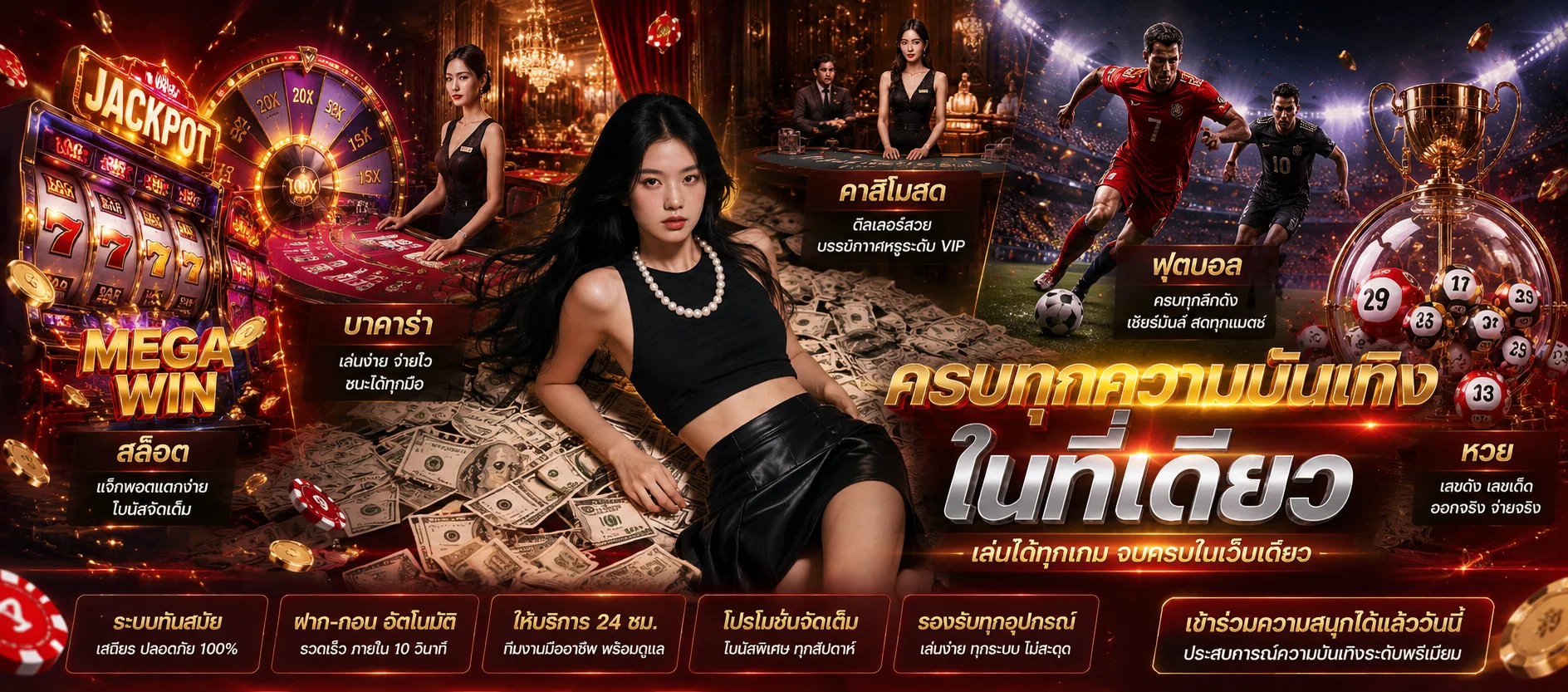 หน้าจอ UNEW9 แสดงผลหวยยี่กี หวยลาว และเกมสล็อตในเว็บเดียว